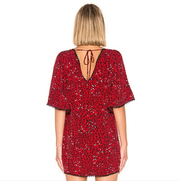 NEW Lovers + Friends Jason Red Cheetah Leopard Print Boho Mini Dress - Picture 11 of 11